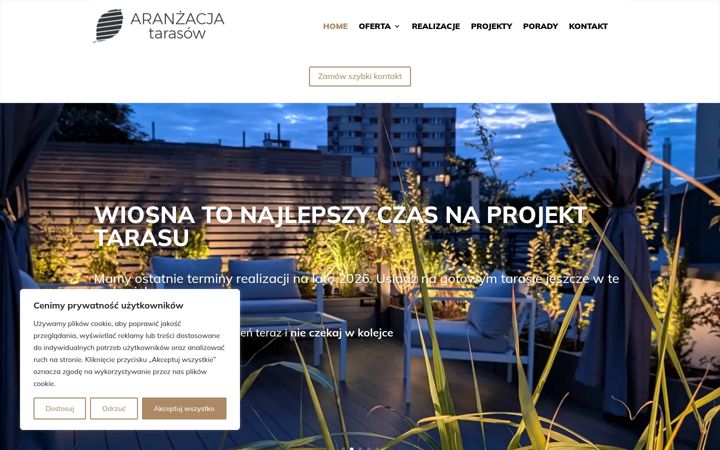 Screenshot ta' aranzacjatarasow.pl
