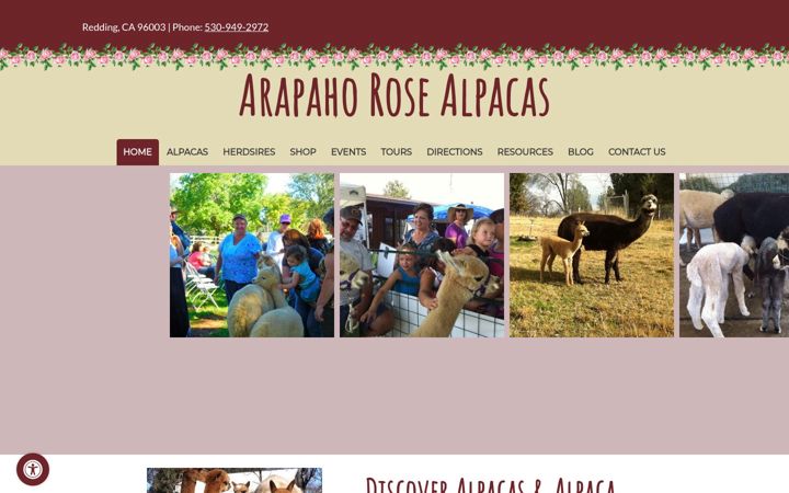 Screenshot ta' arapahorosealpacas.com