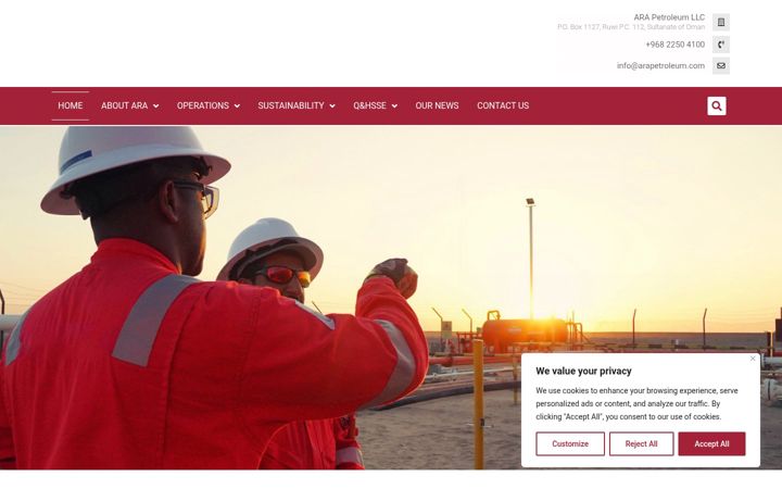 Ekraanipilt saidist arapetroleum.com
