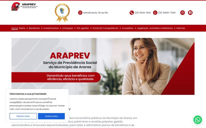 Ekraanipilt saidist araprev.com.br