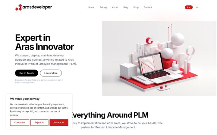 Screenshot of arasdeveloper.com