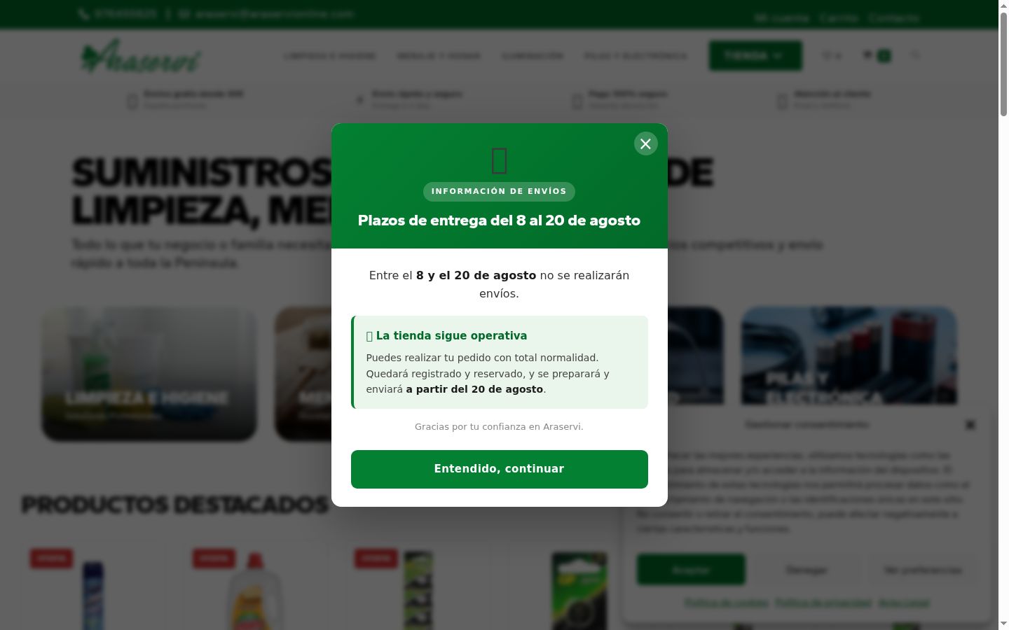 Screenshot of the consent banner shown before any interaction