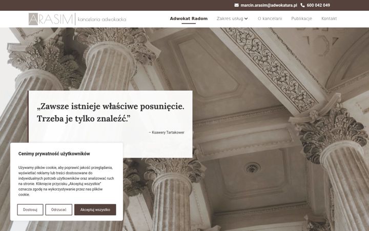 Screenshot of arasim-adwokatradom.pl