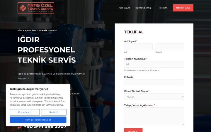 Snímek obrazovky arasozelteknikservis.com