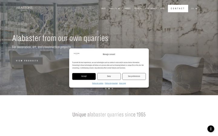Snímek obrazovky arastonealabaster.com