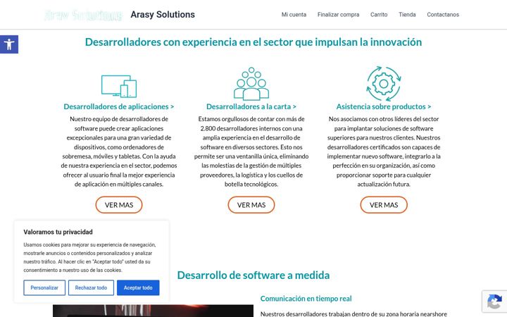 Snímek obrazovky arasysolutions.com