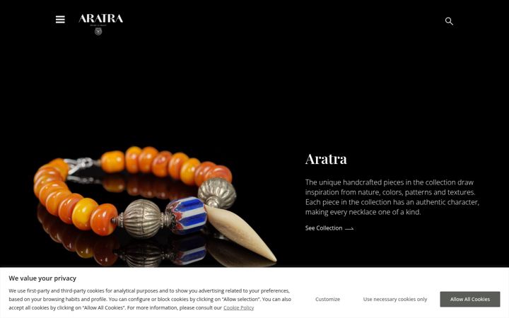 Skjermbilde av aratrajewellery.com