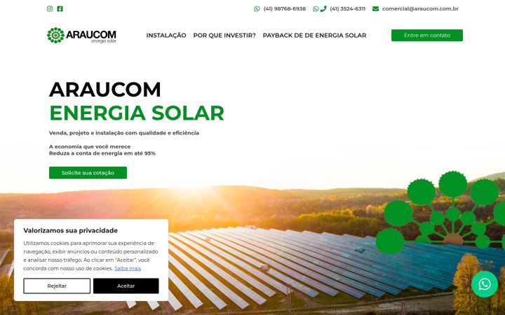 Snimka zaslona za araucom.com.br