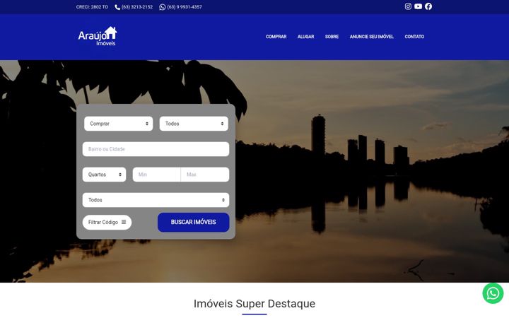 Screenshot of araujoimoveispalmas.com.br