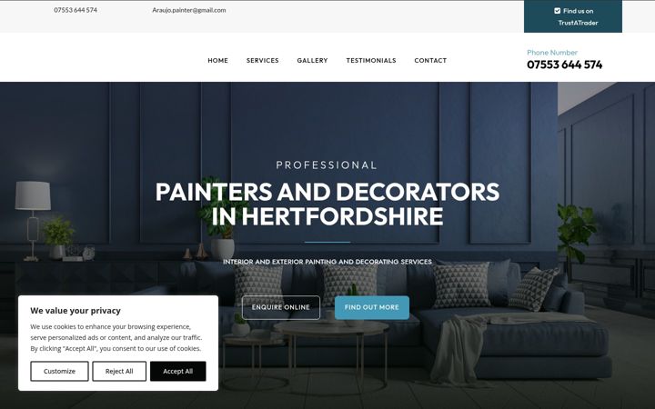 Screenshot of araujopaintinganddecorating.co.uk