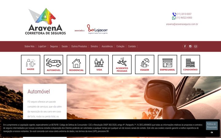 Screenshot of aravenaseguros.com.br