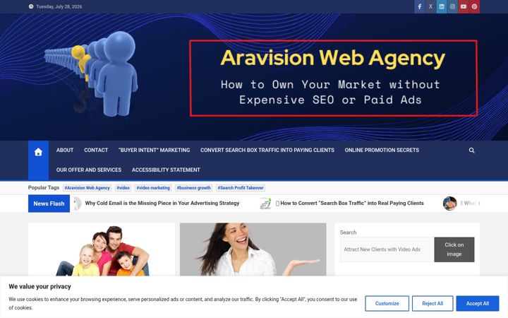 Ekrano kopija aravisionwebagency.com