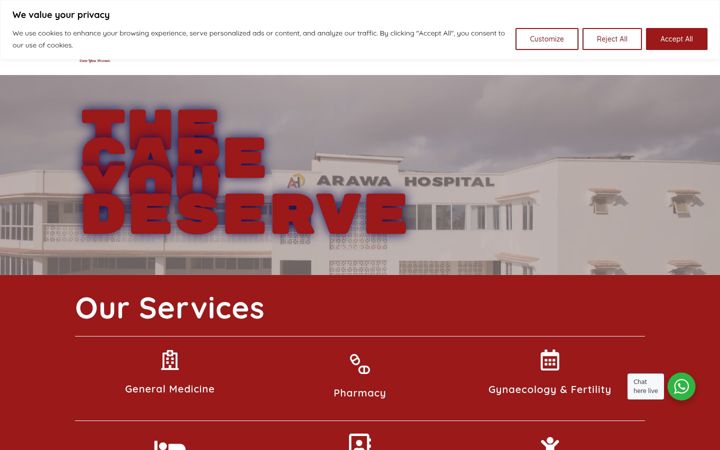 Ekrano kopija arawahospital.com