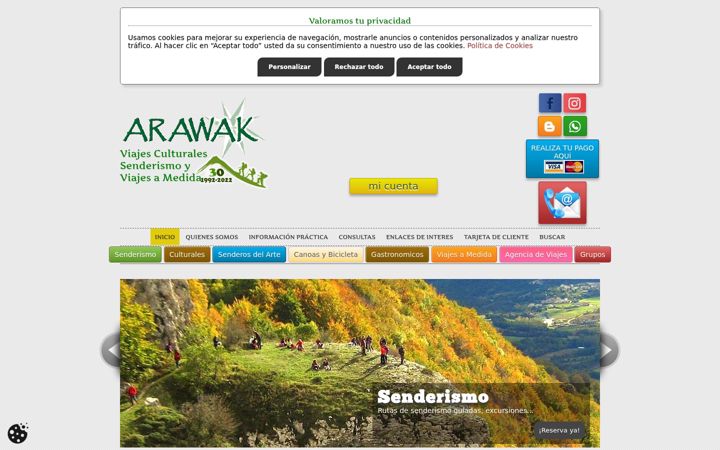 Ekrano kopija arawakviajes.com