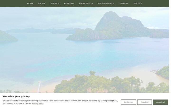 Screenshot of arawhospitalitygroup.com