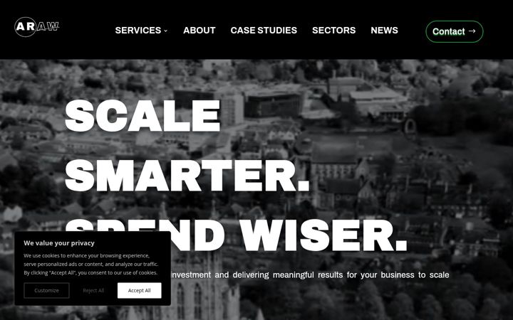 Screenshot of arawmarketing.com