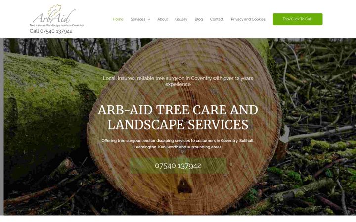 Screenshot of arb-aid.co.uk