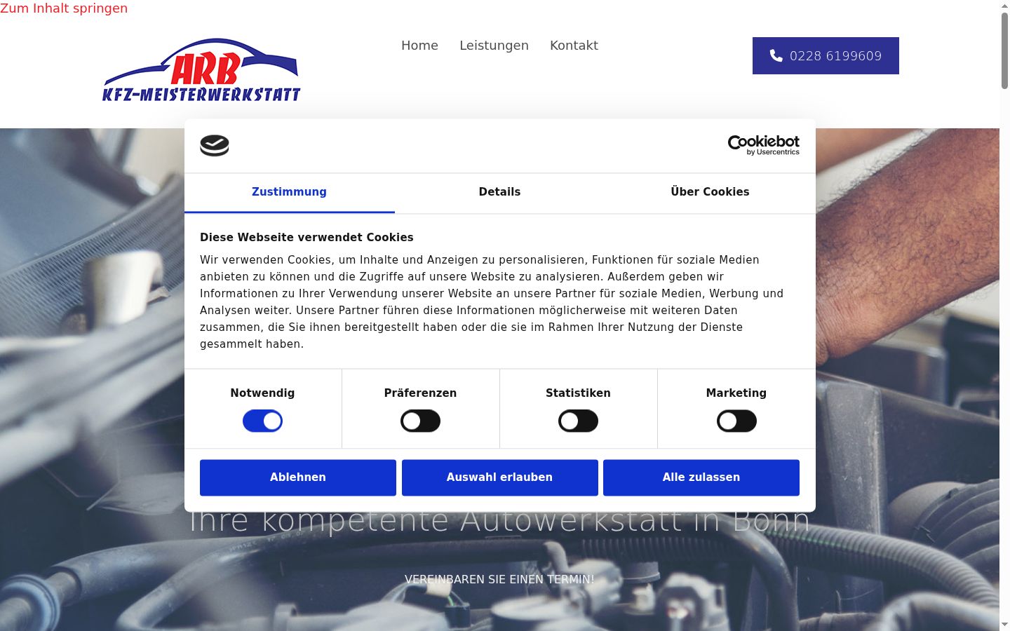 Capture d'écran de la bannière de consentement affichée avant toute interaction