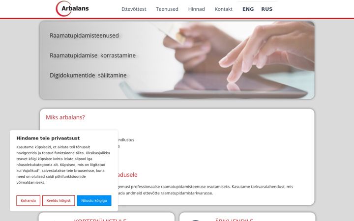 Screenshot of arbalans.ee
