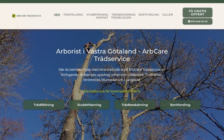 Screenshot of arbcare.se
