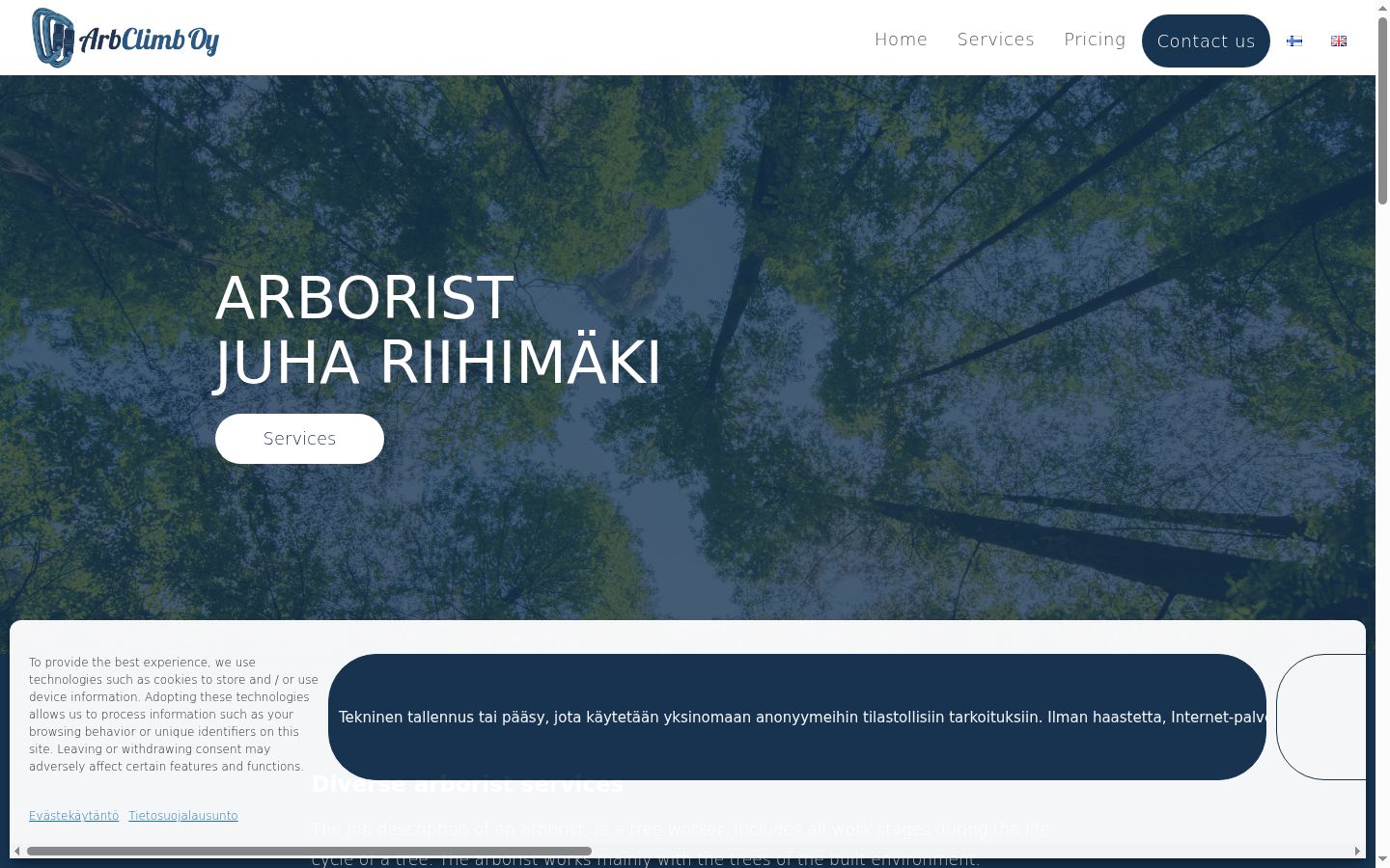 Screenshot of the consent banner shown before any interaction