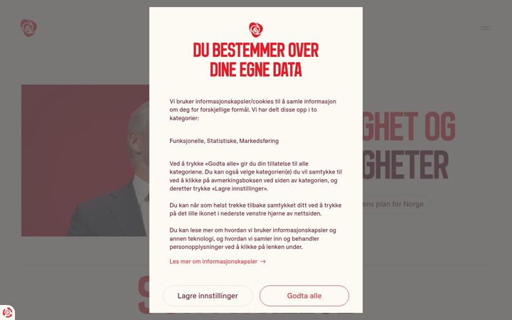 Screenshot of arbeiderpartiet.no