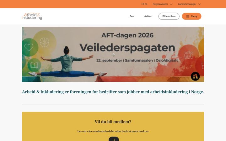 Screenshot of arbeidoginkludering.no