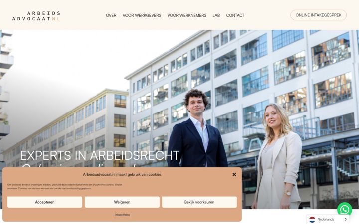 Screenshot of arbeidsadvocaat.nl