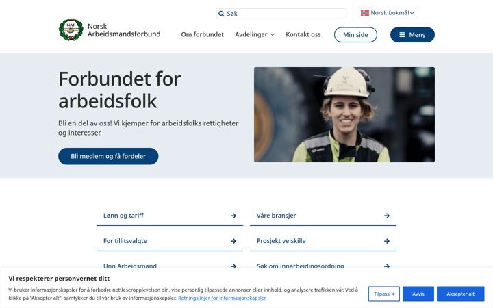 Skærmbillede af arbeidsmandsforbundet.no
