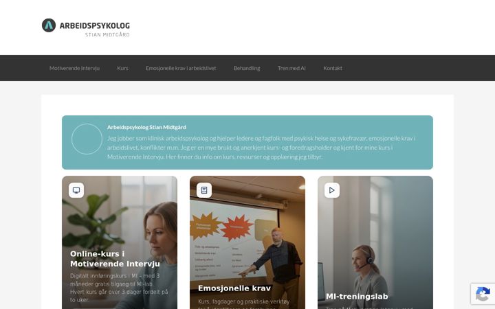 Screenshot of arbeidspsykolog.no