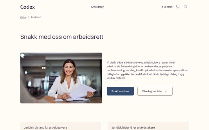 Zrzut ekranu arbeidsrettsadvokater.no