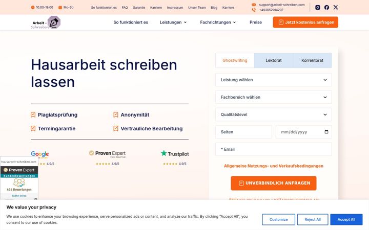 Screenshot of arbeit-schreiben.com