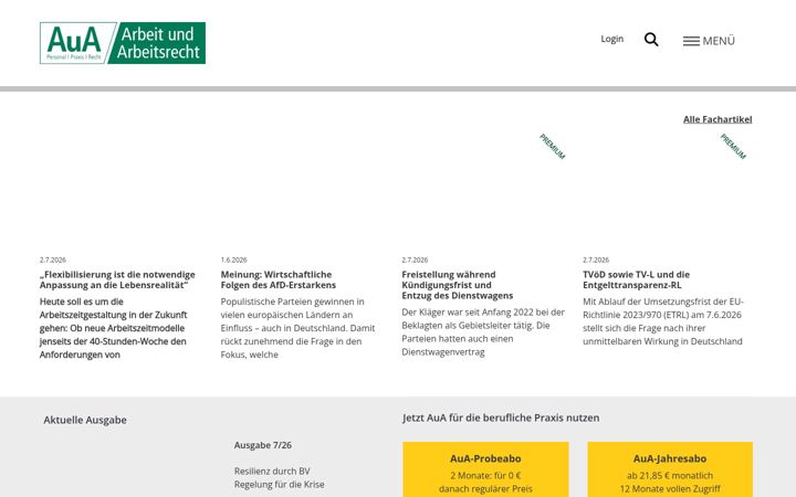 Screenshot of arbeit-und-arbeitsrecht.de