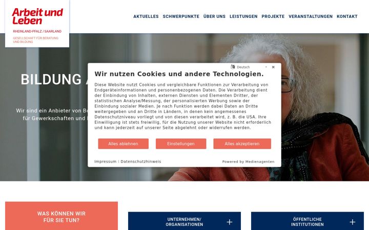Screenshot of arbeit-und-leben.de