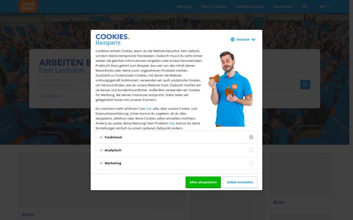 Screenshot of arbeitenbeicoolblue.de