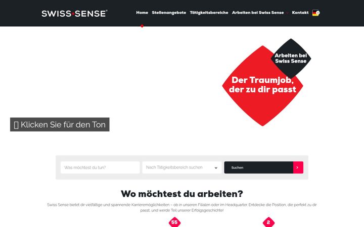 Screenshot ta' arbeitenbeiswisssense.de