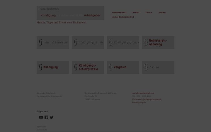 Screenshot of arbeitgeberanwalt-kuendigung.de