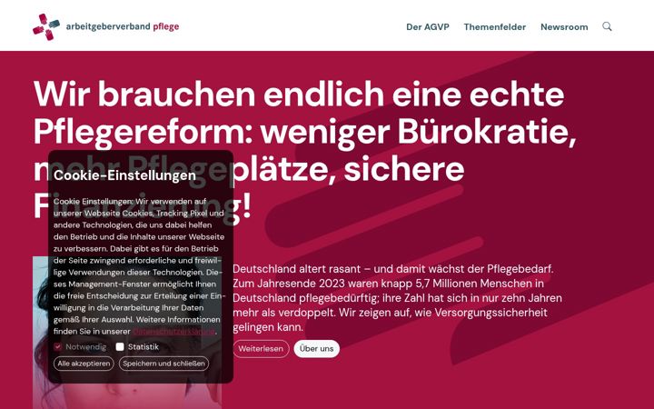 Screenshot of arbeitgeberverband-pflege.de