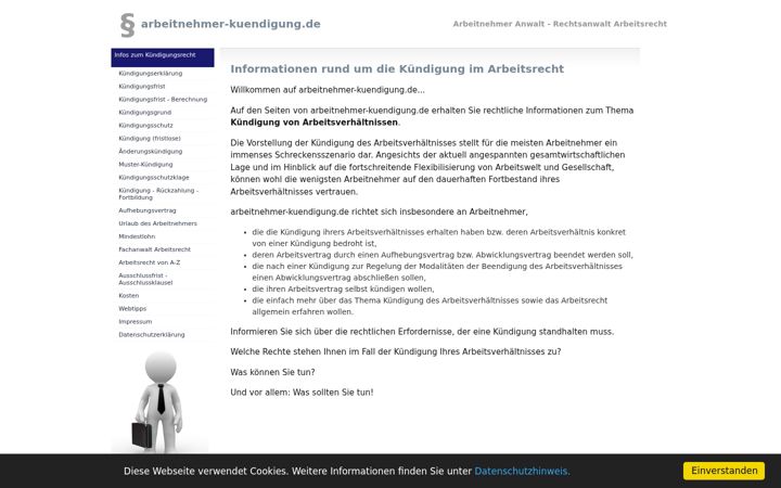 Screenshot of arbeitnehmer-kuendigung.de