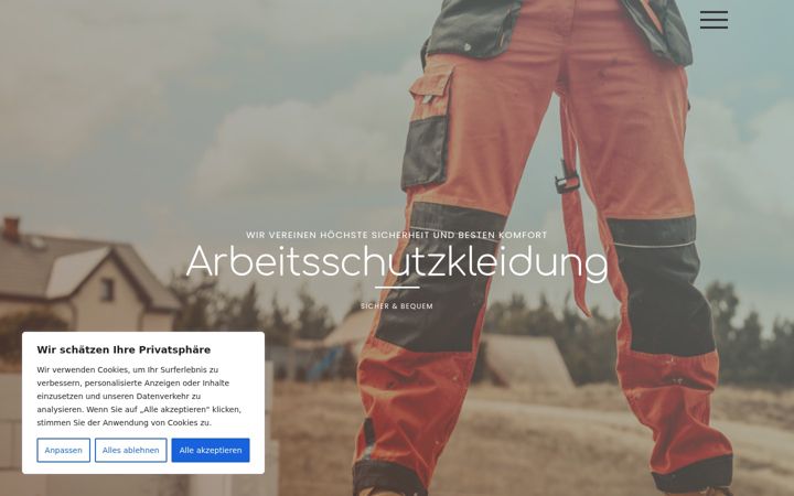 Screenshot of arbeitskleidung-schutz.de