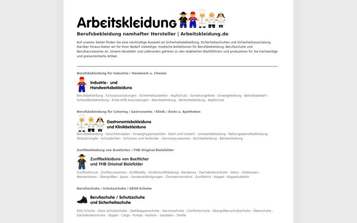 Screenshot of arbeitskleidung.de