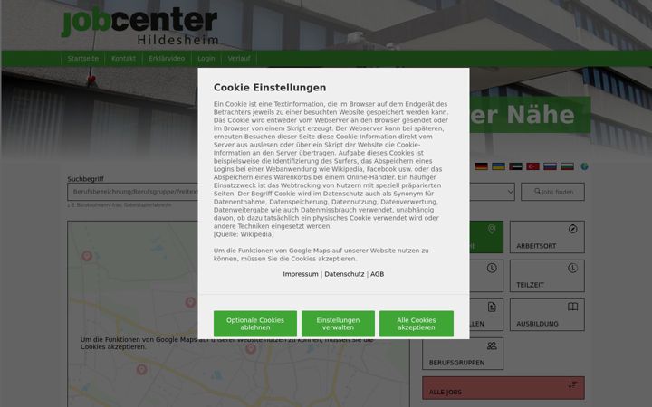 Screenshot of arbeitsmarkt-hildesheim.de