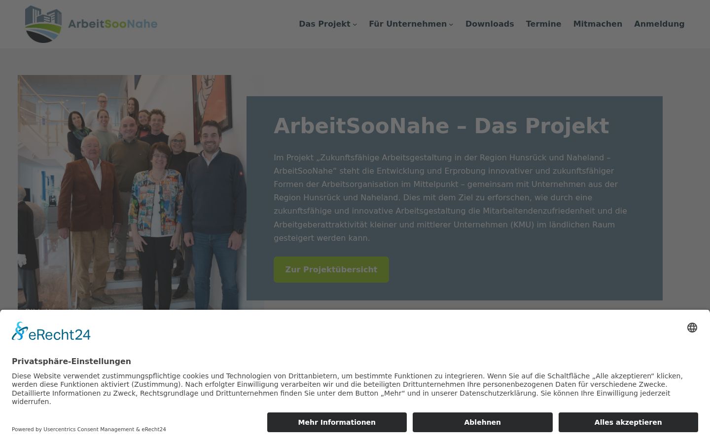 Screenshot des Einwilligungsbanners vor jeglicher Interaktion
