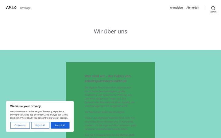 Zrzut ekranu arbeitsplatzvierpunktnull.com