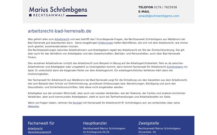 Captura de ecrã de arbeitsrecht-bad-herrenalb.de