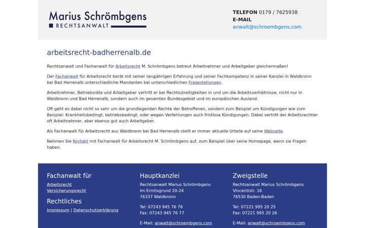 Captura de ecrã de arbeitsrecht-badherrenalb.de