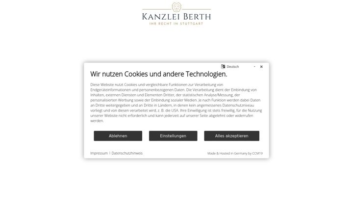 Captura de ecrã de arbeitsrecht-berth-stuttgart.de