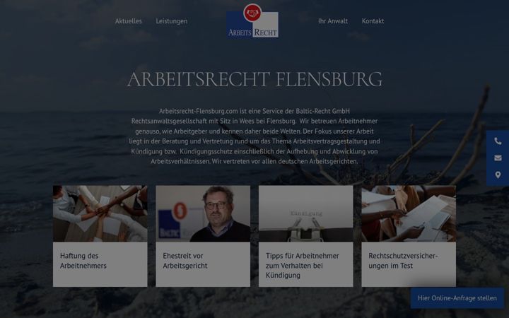 Zrzut ekranu arbeitsrecht-flensburg.com