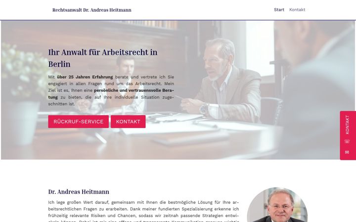 Екранна снимка на arbeitsrecht-heitmann.de