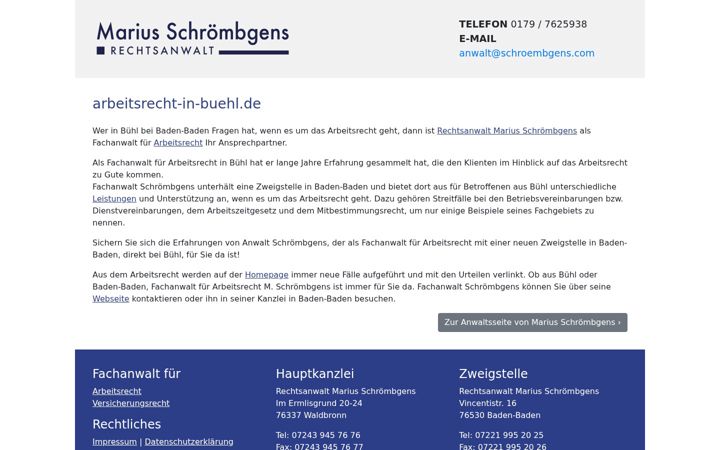 Captura de ecrã de arbeitsrecht-in-buehl.de